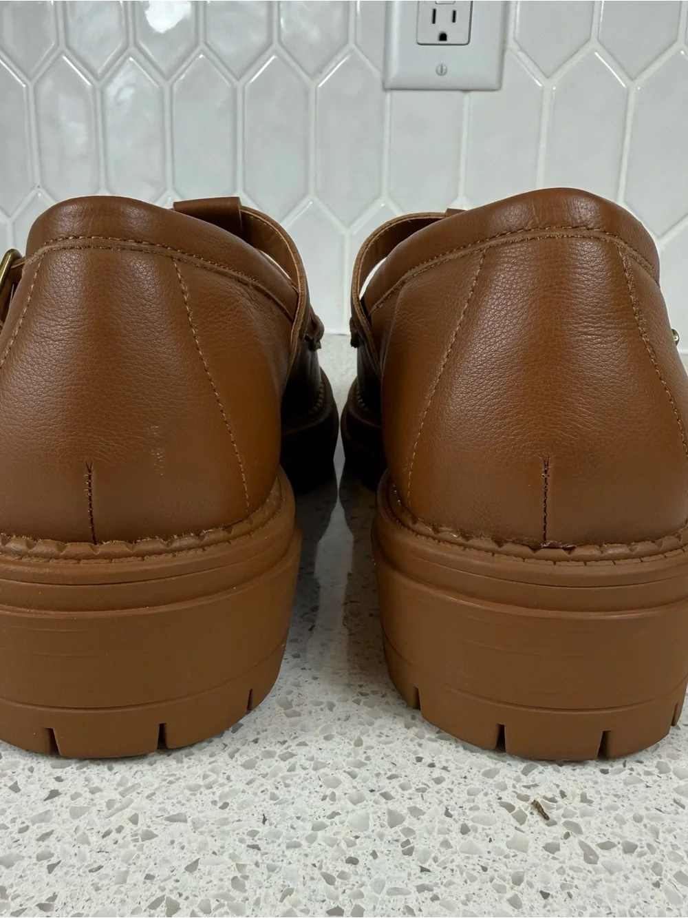 Chelsea & Violet T-Bar Loafer’s Tan Platform Mary Jane Women’s Size 9.5 - Picture 8 of 11